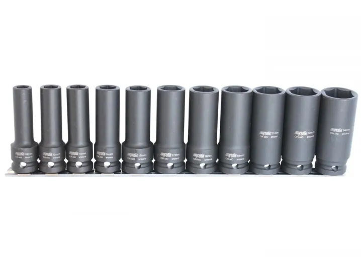 1/2"DR DEEP IMPACT SOCKET RAIL SET - 6PT METRIC - 11PC