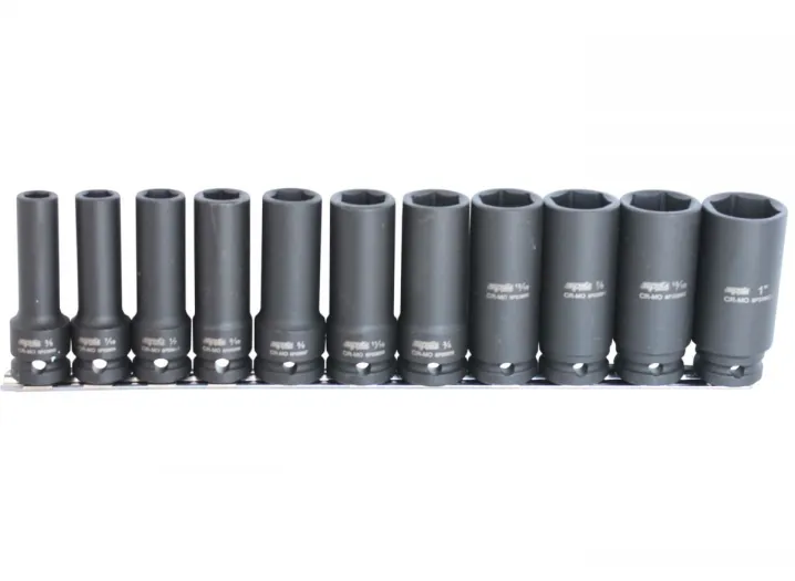 1/2"DR DEEP IMPACT SOCKET RAIL SET - 6PT SAE - 11PC
