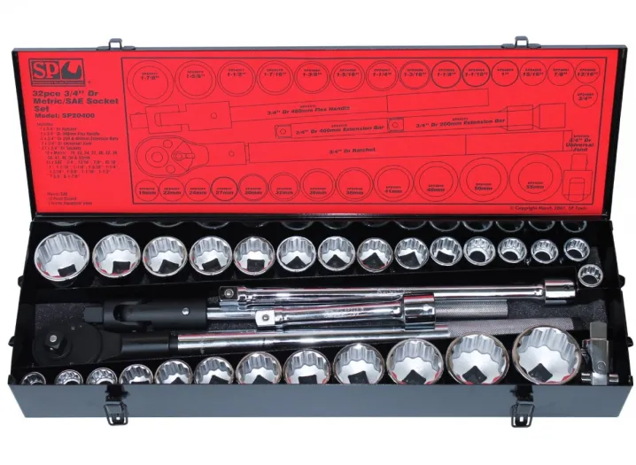 3/4"DR SOCKET SET - 12PT METRIC/SAE - 32PC
