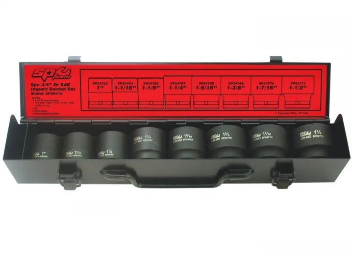 3/4"DR IMPACT SOCKET SET - 6PT SAE - 8PC