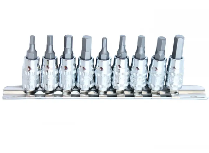 1/4"DR INHEX SOCKET RAIL SET - 9PC - METRIC/SAE