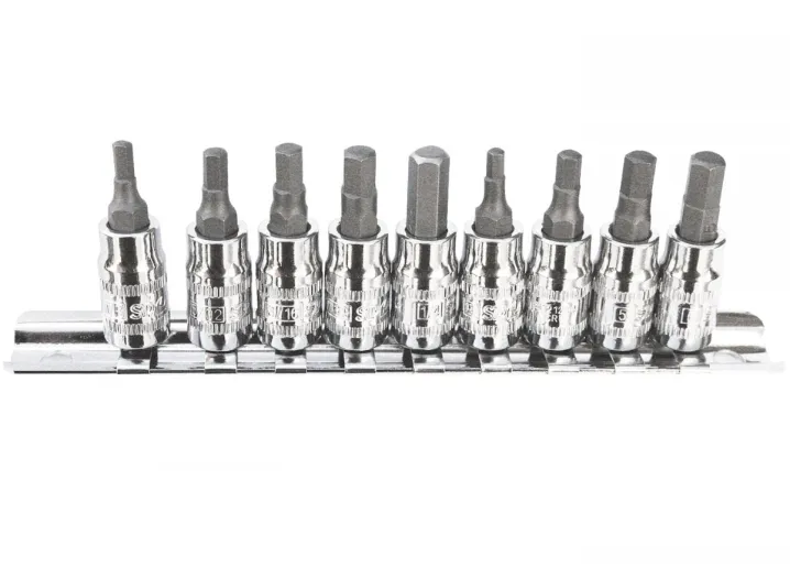 1/4"DR & 3/8"DR INHEX SOCKET RAIL SET - 9PC - METRIC
