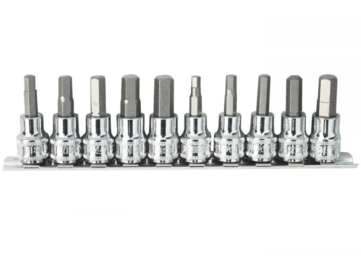 1/4"DR & 3/8"DR INHEX SOCKET RAIL SET - 10PC - SAE