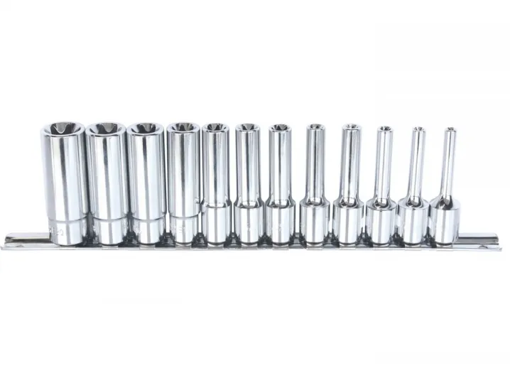 3/8"DR DEEP SOCKET RAIL SET - 12PC - E-TORX