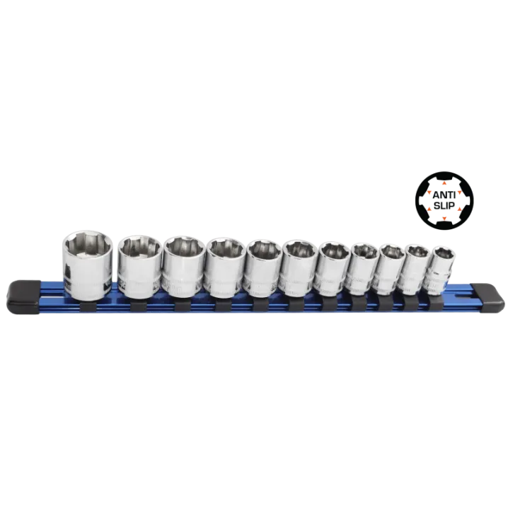 3/8"DR 10PC Metric X-Treme Grip Socket Rail Set