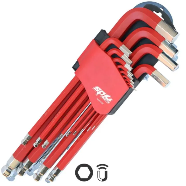 JUMBO MAGNETIC BALL DRIVE HEX KEY SET - SAE COLOUR CODED RED - 13PC