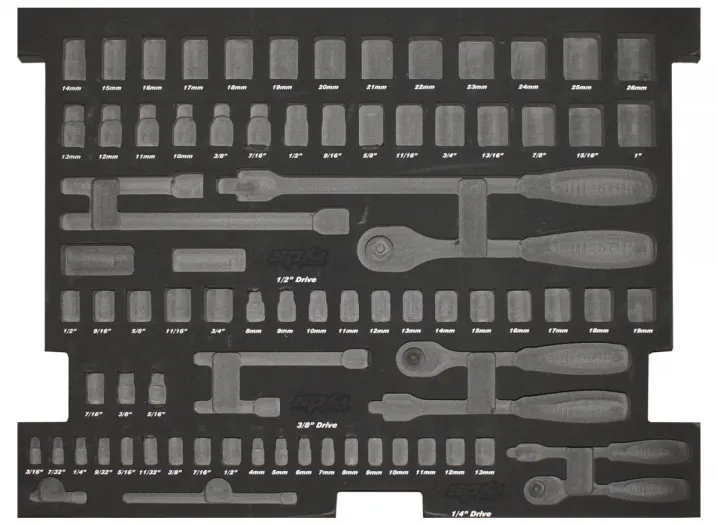 EVA FOAM TOOL STORAGE (81PC METRIC/SAE) - SOCKETS
