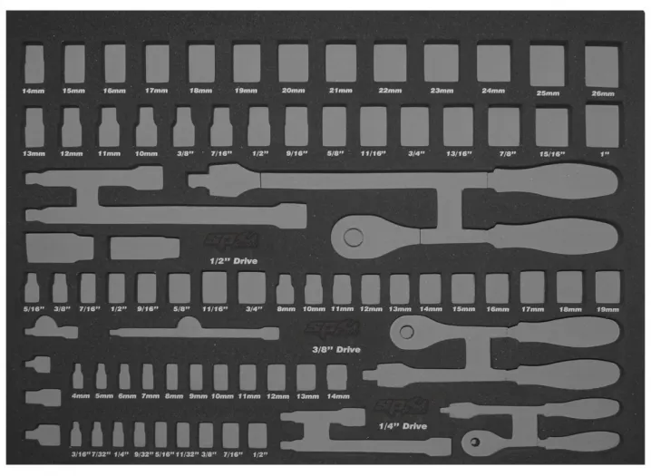 EVA FOAM TOOL STORAGE (84PC METRIC/SAE) - SOCKETS