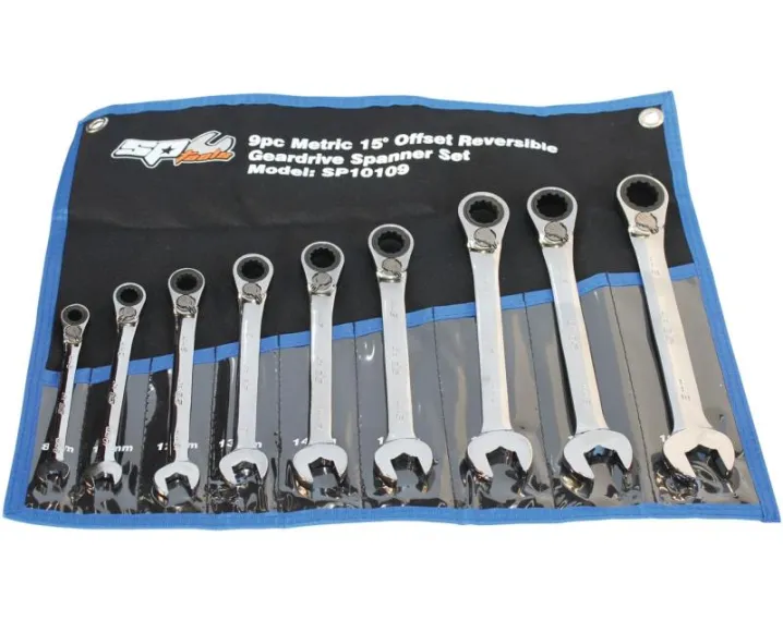 9pc Metric 15° Offset Reversible Geardrive Spanner Set