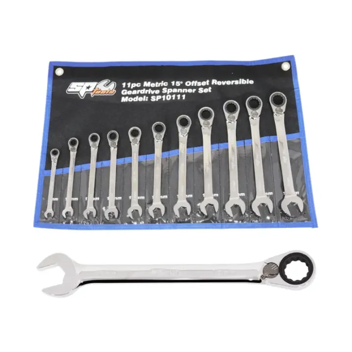 GEAR DRIVE ROE SPANNER SET - 15° OFFSET - METRIC - 11PC