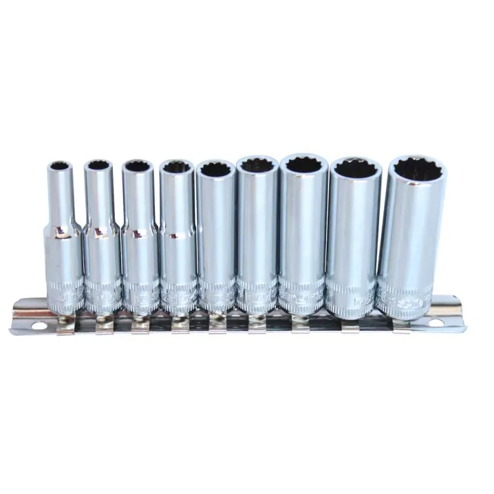1/4"DR DEEP SOCKET RAIL SET - 12PT SAE - 9PC