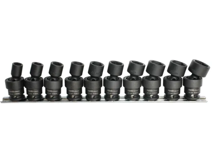 3/8"Dr Impact Socket Rail Set - 6pt Metric Swivel - 10pc