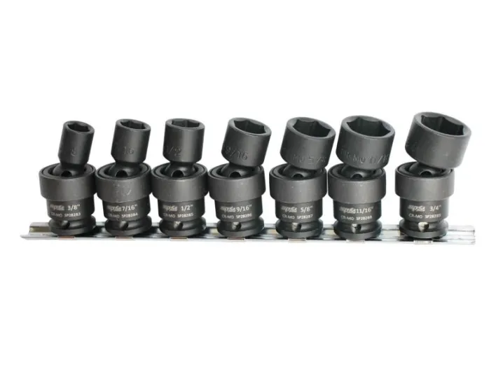 3/8"Dr Impact Socket Rail Set - 6pt SAE Swivel - 7pc