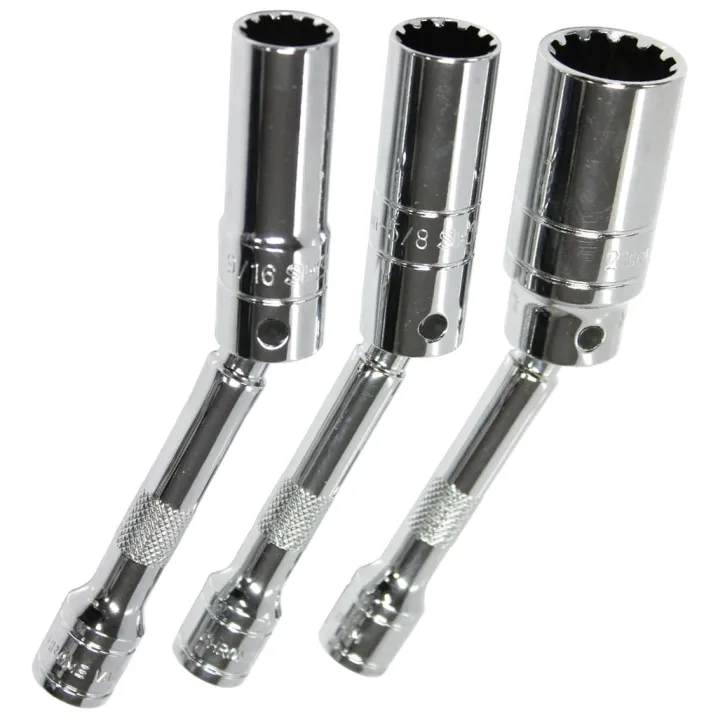 3/8"DR MAGNETIC SPARK PLUG SPLINE SOCKET SET - 3PC