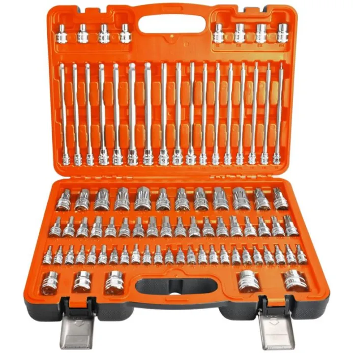 1/4"Dr, 3/8"Dr & 1/2"Dr Socket Bit Set - Hex & Torx - Metric/SAE - 84PC