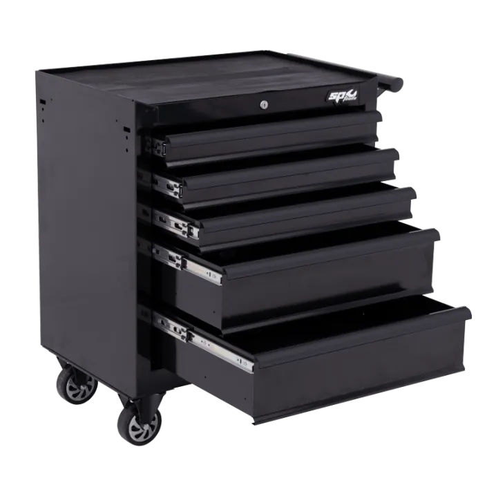 Custom Series Roller Cabinet - 5 Drawer - Black/Black