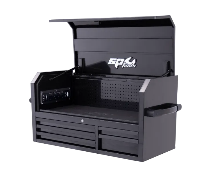Sumo Series Power Hutch Top Box - 5 Drawer - Black/Black Handles