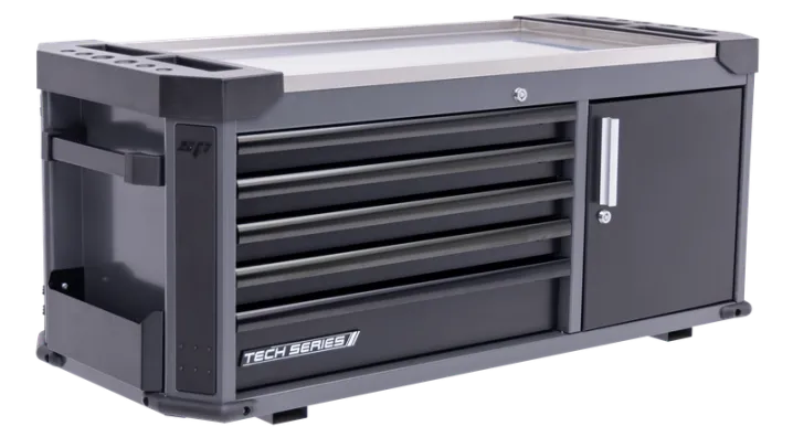 Tech Series Tool Box with Power Tool Cupboard - 5 Drawer - Diamond Black