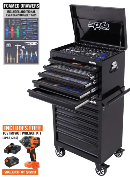 Tool Kit 329pc Metric Only - Black/Black Custom Series 12 Drawer