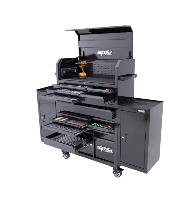 Sumo Series Power Hutch Tool Kit with Dual Side Cabinets - 576pc - Metric/SAE - Black/Black Handles