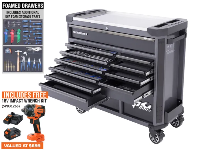 Tech Series Roller Cabinet Tool Kit - 289pc - Metric/SAE - Diamond Black BONUS EVAS