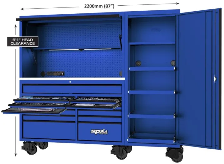 USA Sumo Series Workstation Tool Kit - 87" - Metric/SAE - 517pc - Blue/Black Handles