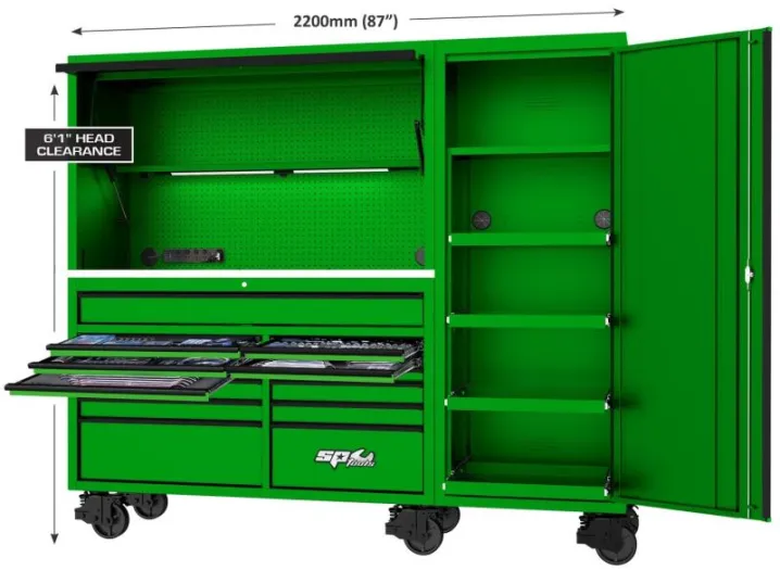 USA Sumo Series Workstation Tool Kit - 87" - Metric/SAE - 517pc - Green/Black Handles