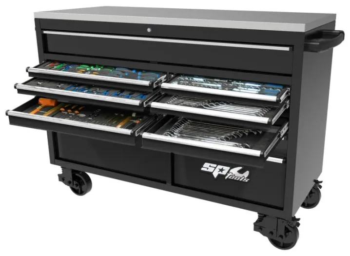 USA Sumo Series Roller Cabinet Tool Kit - 59" - Metric/SAE - 652pc - Black/Chrome Handles NZ KIT
