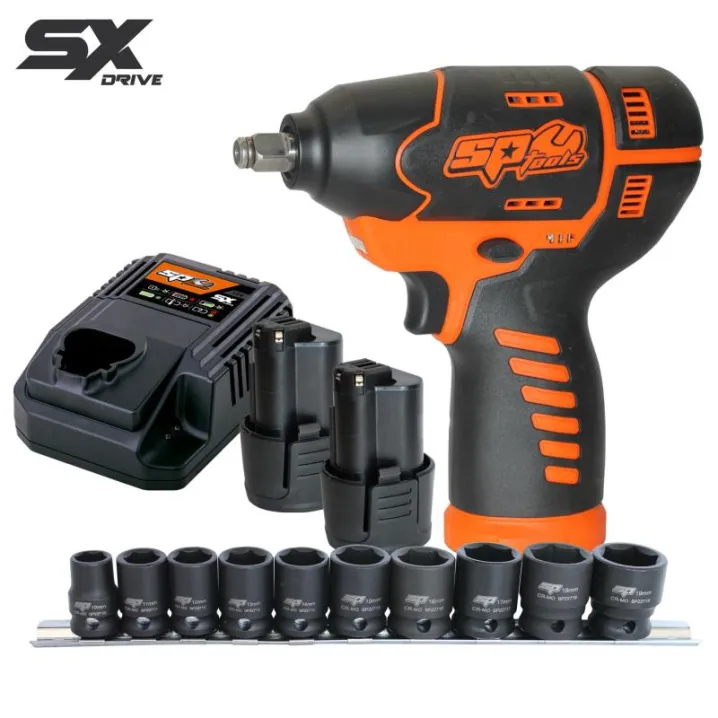 12V 3/8" DR Impact Wrench Kit - 2.5AH X2 Batteries & Impact Socket Set - SX Drive
