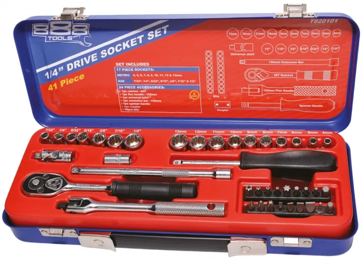 888 1/4"Dr Socket Set - 6pt Metric/SAE - 41pc