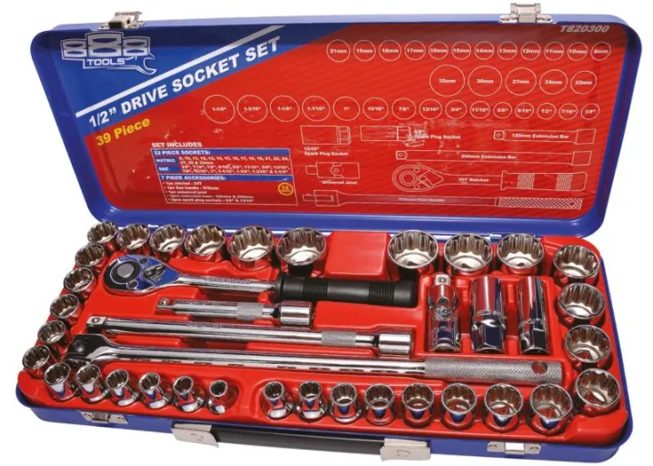 888 1/2"Dr Socket Set - 12pt Metric/SAE - 39pc