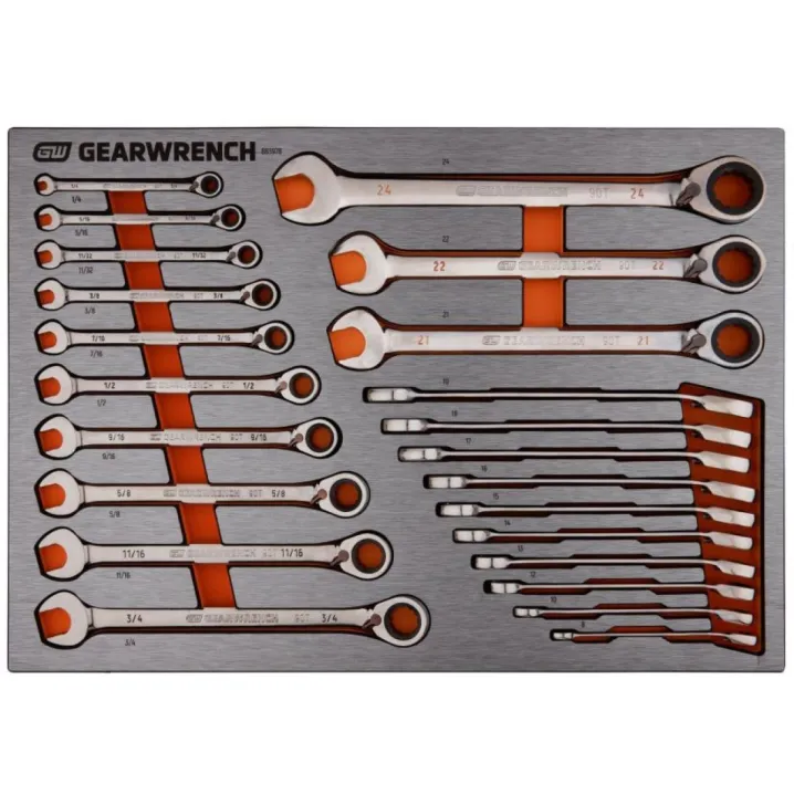 23PC 90T REV RATCHETING WRENCH SET IN EVA TRAY