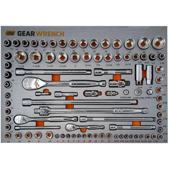 90PC 1/4 INCH - 3/8 INCH & 1/2 INCH DRIVE SOCKET SET IN EVA TRAY
