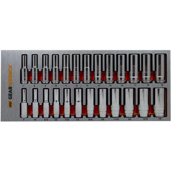 25PC 3/8 INCH DRIVE 6PT METRIC/SAE DEEP SOCKET SET