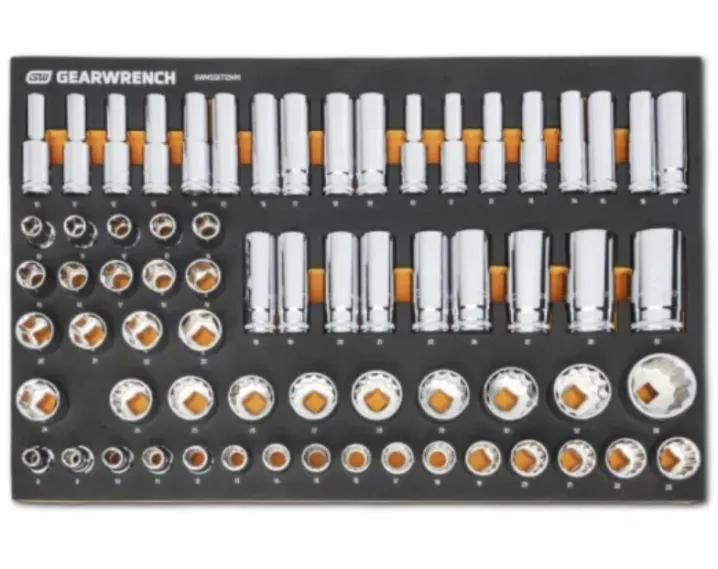 GEARWRENCH 67PC 1/2 IN DRIVE MASTER MET SOCKET SET IN EVA TRAY