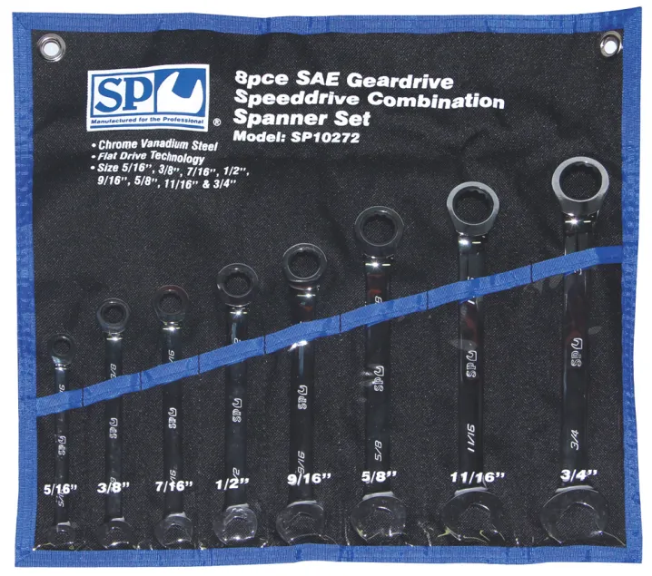 8pc SAE 0° Speeddrive Combination Geardrive Wrench/Spanner Set