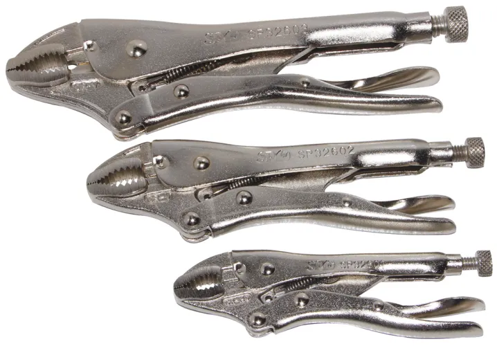 3pc Curved Jaw Locking Plier Set