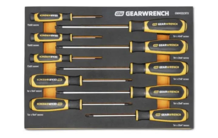 GEARWRENCH 10PC TORX DUAL MATERIAL SCREWDRIVER SET IN EVA TRAY
