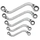 5 PC. 12 POINT REVERSIBLE S-SHAPE DOUBLE BOX RATCHETING METRIC WRENCH SET