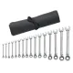 16 PC. 12 POINT REVERSIBLE RATCHETING COMBINATION METRIC WRENCH SET WITH TOOL ROLL
