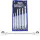 Flex Head Double Gear Drive Ring Spanner Set - Extra Long - Metric 6PC