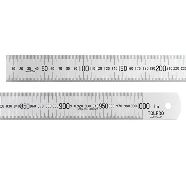 STAINLESS STEEL SINGLE SIDED RULE METRIC - 1000MM
