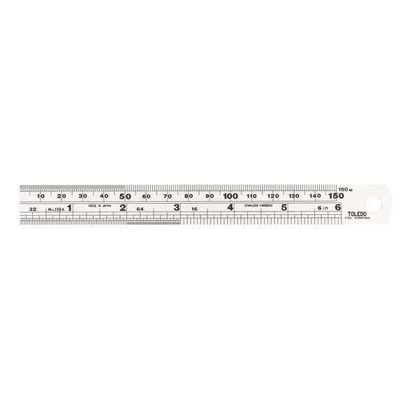 STAINLESS STEEL SINGLE SIDED RULE METRIC & IMPERIAL - 150MM