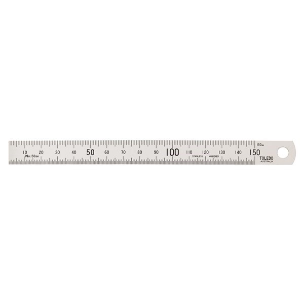 STAINLESS STEEL SINGLE SIDED RULE METRIC - 150MM