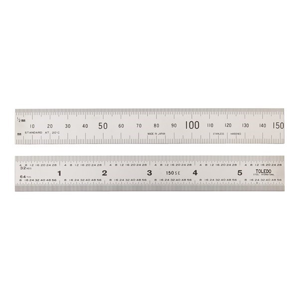 STAINLESS STEEL RULE DOUBLE SIDED METRIC & IMPERIAL - 150MM