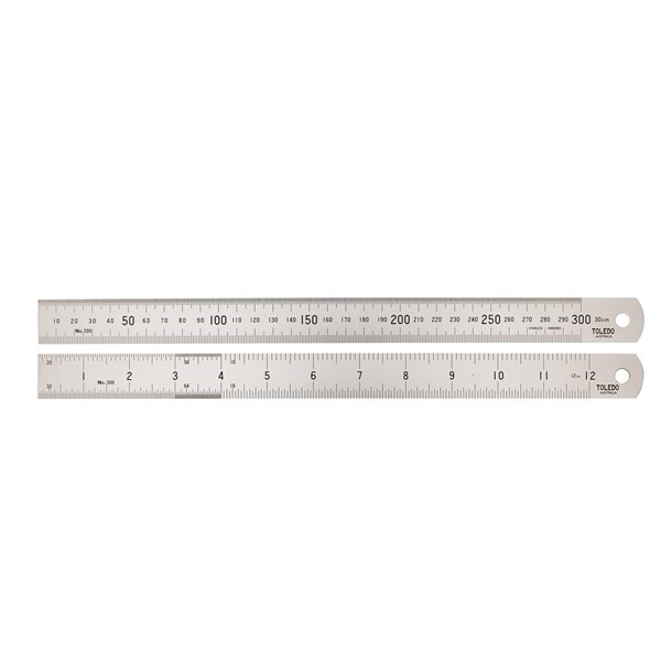 STAINLESS STEEL RULE DOUBLE SIDED METRIC & IMPERIAL - 300MM