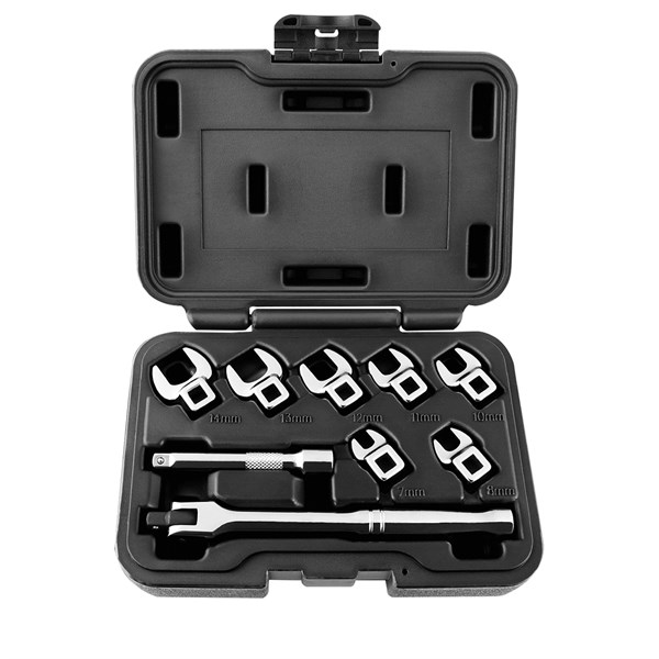 CROWFOOT WRENCH SET 1/4" - METRIC STRAIGHT 9 PC