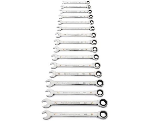 GEARWRENCH 16 PC 90-TOOTH 12 POINT METRIC COMBINATION RATCHETING WRENCH SET