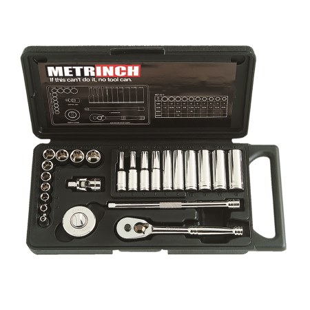 Standard & Deep Wall Socket Set 1/4" Drive 24 Piece