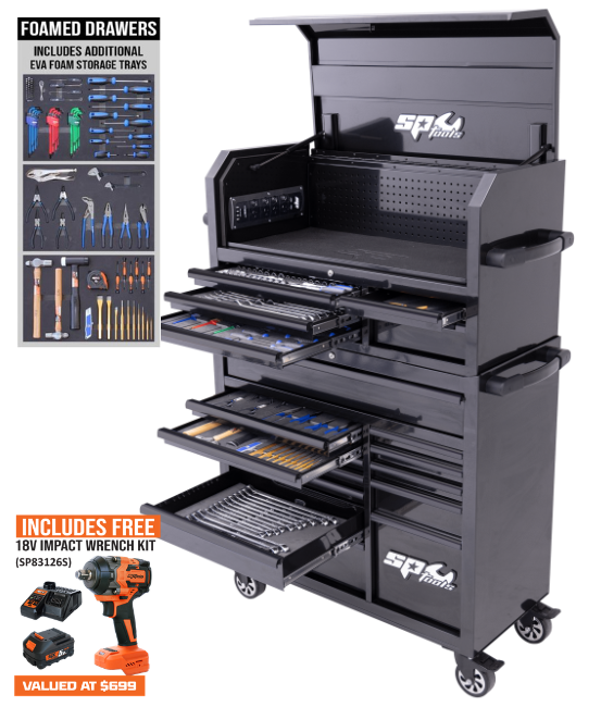 Sumo Series Power Hutch Tool Kit - 334pc - Metric/SAE - Black/Black Handles - BONUS EVAS